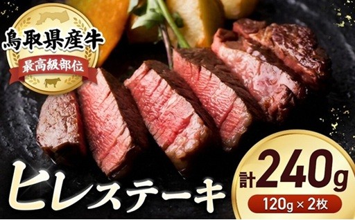 鳥取県産牛 最高級部位 ヒレステーキ 2枚（計約240g）