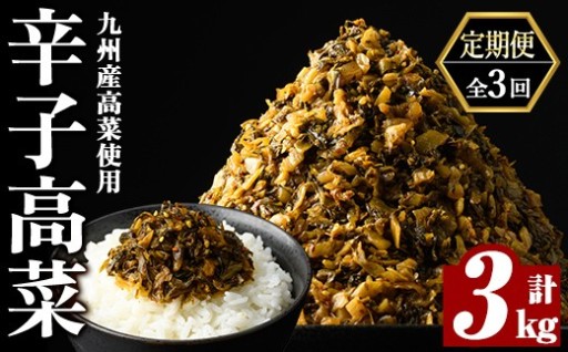  【3回定期便】九州産辛子高菜 計3kg(1kg×3回)