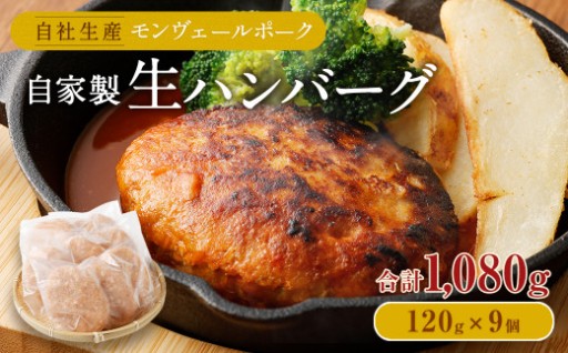 熊本県産モンヴェールポーク自家製生ハンバーグ 約1kg(120g×9個)