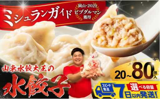 【スピード発送】餃子 水餃子 20個,40個,80個 たれ付き
