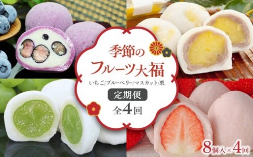 【全4回定期便/土日お届け】フルーツ大福(いちご ブルーベリー マスカット 栗) 大福