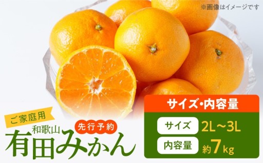 【2026年先行予約】ご家庭用　有田みかん 約7kg (2L、3Lサイズ)