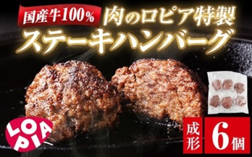 ロピア 国産牛100％！肉のロピア特製 ステーキハンバーグ (成形130g×6個)