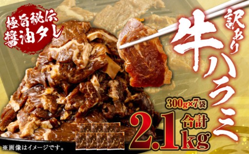 やわらか 牛ハラミ（サガリ）肉 極旨秘伝醤油タレ漬け 合計2.1kg（300g×7袋）【訳あり】