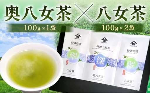 名産地の味わい 奥八女茶100g×八女茶200g 飲み比べ