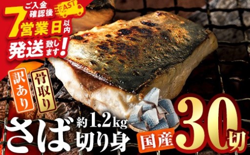 訳あり 業務用 鯖 切り身 (総計約1.2kg・30切) 