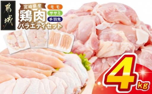 都城市より～宮崎県産鶏肉バラエティ4kgセット
