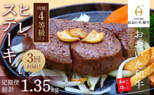 【定期便 全3回】 訳あり【おおいた和牛】ヒレステーキ （150g×3枚×3回）計1.35kg