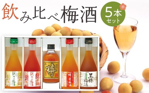 飲み比べ5本セット（白・赤・蜂蜜・黒糖・樽）紀州の梅酒