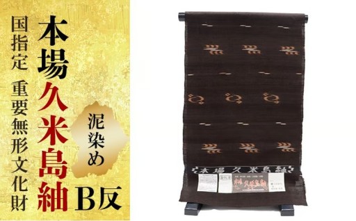 国指定重要無形文化財『本場久米島紬』【B反】着尺反物 泥染め「ジン玉ムカイヅキ3玉」1反