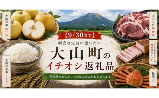 【9/30まで】制度改定前に選びたい 大山町のイチオシ返礼品