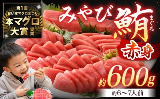 本マグロ 大賞受賞 みやび鮪 赤身 計約600g (約6～7人前) 