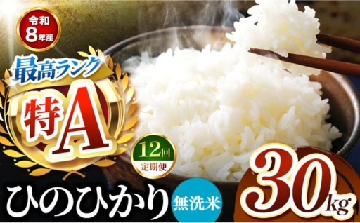 【 定期便 12回 】R8年産 熊本県産 無洗米 ひのひかり 30kg