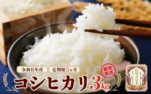【5か月定期便】特別栽培米コシヒカリ 計15kg