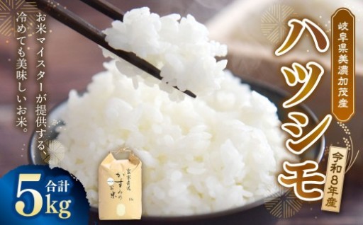 【先行予約】 令和8年産 お米マイスターが提供 冷めても美味しい 美濃加茂産 ハツシモ （ 5kg × 1袋 ）