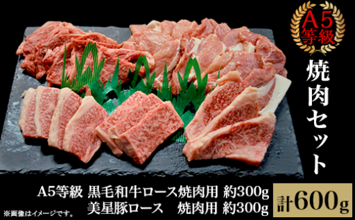 【牛豚食べ比べ♪】A5等級黒毛和牛ロース・美星豚ロース（計600g）