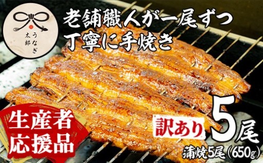 【生産者応援品】＜訳あり・数量限定＞鹿児島県産東串良町のうなぎ蒲焼(5尾・計650g以上)＆訳あり蒲焼セット