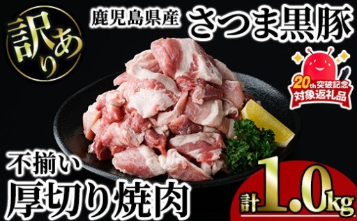 さつま黒豚 不揃い厚切り焼肉 (計1.0kg）