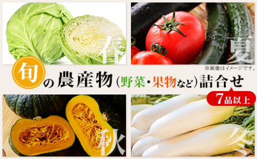 【旬の味覚を満喫！】旬の農産物（野菜・果物など）詰合せ（7品以上）