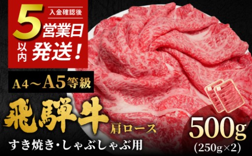 【発送時期が選べる】 飛騨牛 A4~A5等級 肩ローススライス 500g