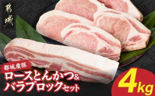 都城市より～都城産豚ロースとんかつ&バラブロックセット4kg