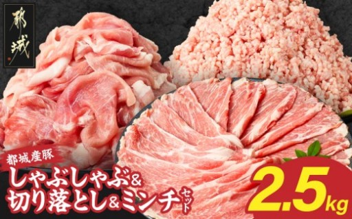 都城市より～都城産豚しゃぶしゃぶ&切り落とし&ミンチセット2.5kg