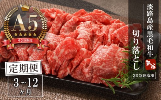【定期便3～12ヶ月】【A5ランク限定】淡路島産黒毛和牛 切り落とし 500g【神戸ビーフ】