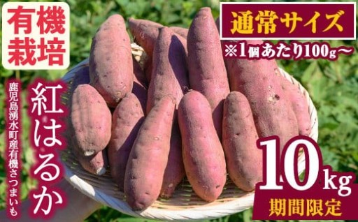 ≪通常サイズ(1個あたり100g~)≫湧水町産有機さつまいも「紅はるか」(計10kg)【そのやま農園】