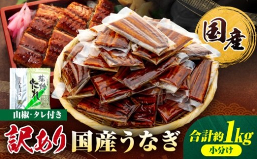 訳あり 国産 うなぎ 1食 パック 合計1kg 20～30パック 山椒 付き タレ 30個 付 数量限定