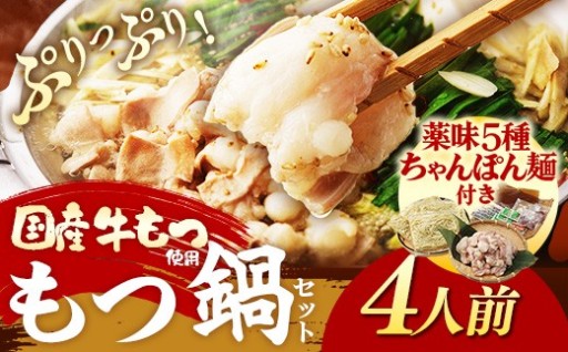昔ながらのもつ鍋の味！博多喜造 国産牛 もつ鍋セット 4人前