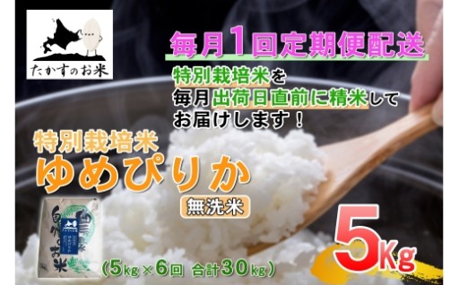 【6回定期便】【令和8年産】ゆめぴりか（無洗米）約5kg（約5kg × 1袋）