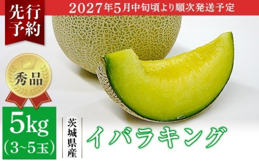 【茨城生まれのメロン🍈】イバラキング 秀品 3～5玉（約5kg）