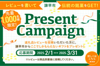 先着1,000名様限定！申し込みいただいた返礼品に対し、レビューを投稿いただいた方に諫早市の特産品である「おこし」をプレゼント！