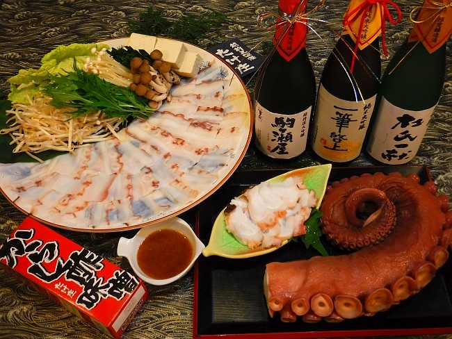 3月 越前大蛸三昧(大蛸しゃぶ鍋セット、越前大蛸足 1本)&地酒3本
