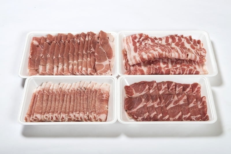 豚ロース、豚肩ロース、豚バラ、豚ももの4種類!