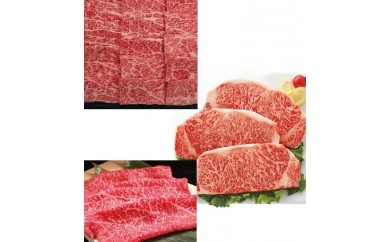 E-4 黒毛和牛 カルビ焼肉用&霜降りサーロインステーキ&赤身すき焼き用
