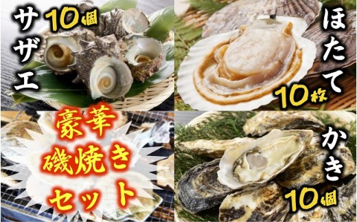 B629 豪華磯焼きセット(カキ・ホタテ片貝・サザエ)