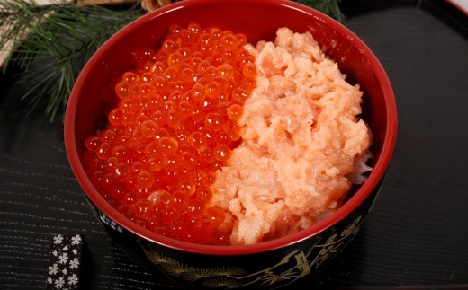 調理例「いくら鮭とろ丼」または「鮭とろ親子丼」です