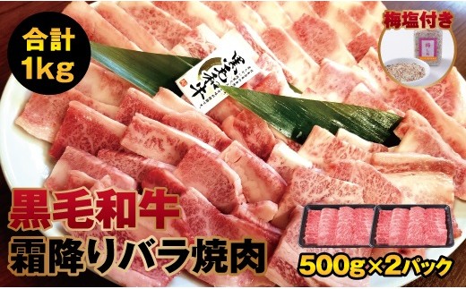 B636 黒毛和牛の霜降りバラ焼肉1kg!!