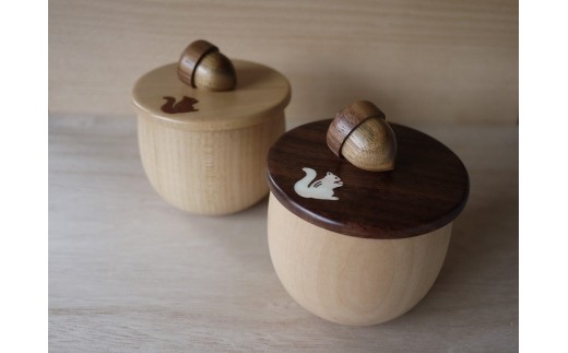 【貝・木象嵌】どんぐりのふた&どんぐりカップ ペアセット