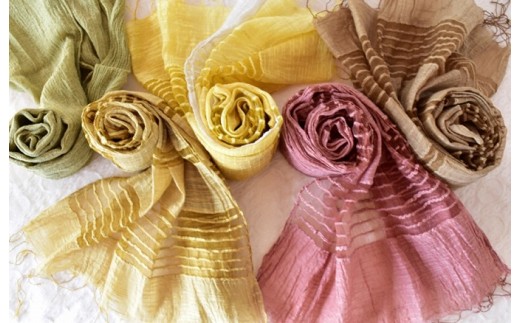 ビワ染めシルクコットンストール ビワ染めシルクコットンストール