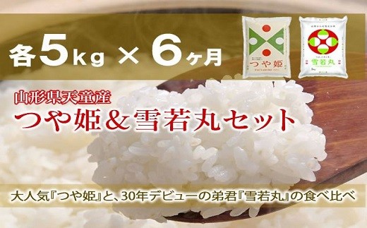 05P1002 つや姫&雪若丸定期便(各5kg)6回お届け - 山形県天童市