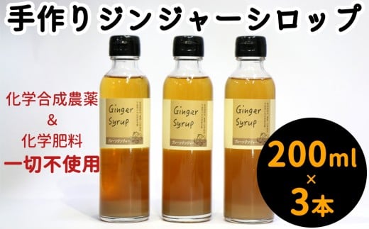 化学合成農薬等不使用で安心安全 手作りジンジャーシロップ プレーン 3本セット 計600ml 大分県臼杵市 ふるさと納税 ふるさとチョイス