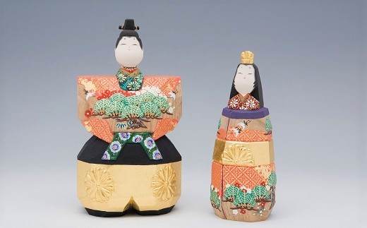 一刀彫　雛飾り　木製　雛人形　奈良　新品未使用品 奈良一刀彫 雛人形 吉岡一泰作 立雛ー寿6寸セット1点限り即納品（屏風