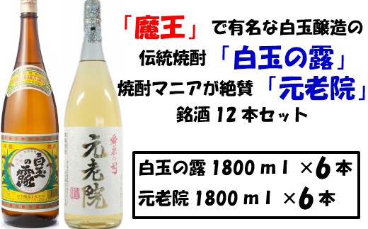 No.8003 【魔王の蔵元】白玉醸造の「伝統焼酎」と「熟成焼酎」の各6本