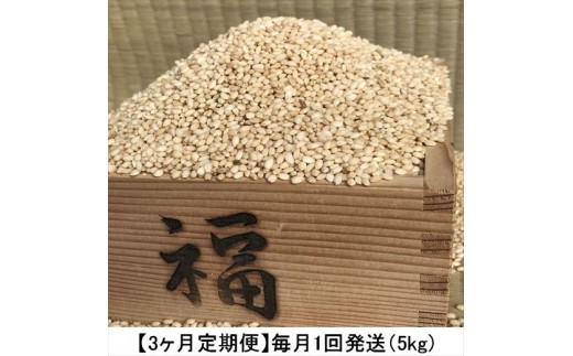 【茨城県鹿嶋市】KAG-15　【3ヶ月定期便】減農薬あきたこまち　5kg×3ヶ月（玄米）
