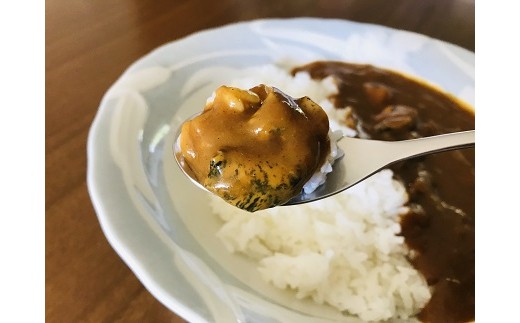 北海道広尾産のツブがごろごろ入ったまろやかカリーです。