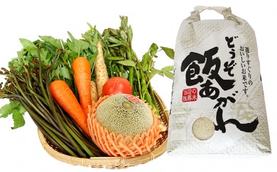 【青森県平川市】[��5731-1101]津軽のお米5kgと旬の野菜果物セット（3〜7品程度）