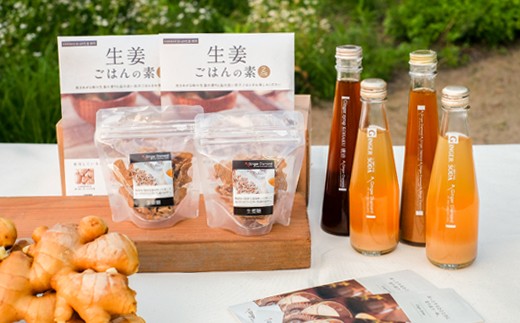 生姜ごはん×2袋、シロップ(200ml)×2本、ソーダ×2本、生姜糖×2袋のセット