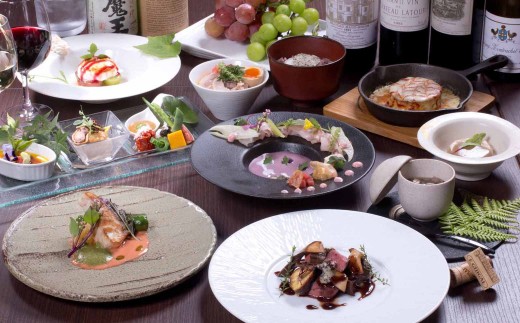ディナーコースの一例(旬の食材を中心とするため、季節によって食材やメニューが変更になります)